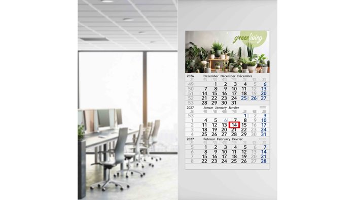 3-Monatskalender Einblatt Budget 3 RECYCLING Schrift modern Ansicht 3