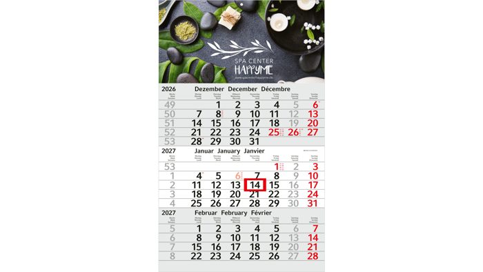 3-Monatskalender Einblatt Budget 3 Schrift modern Ansicht 2