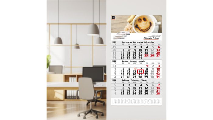 3-Monatskalender Einblatt Primus 3 Post A EXPRESS mit Jahresübersicht Ansicht 3
