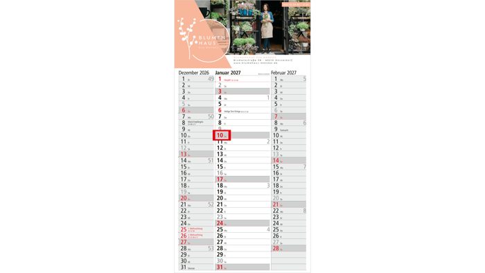 3-Monatskalender Einblatt Spectrum 3 Streifenkalender 3 Monate Ansicht 2