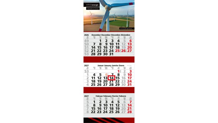 3-Monatskalender Mehrblock Maxi 3 Post Extra-Breite 335 mm Ansicht 2