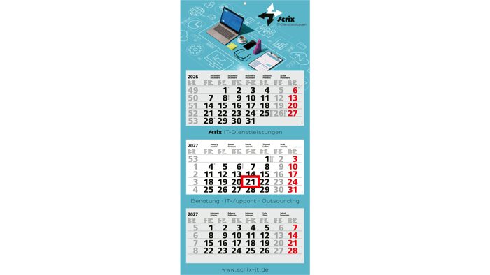 3-Monatskalender Mehrblock Maxi Light 3 International Ansicht 2