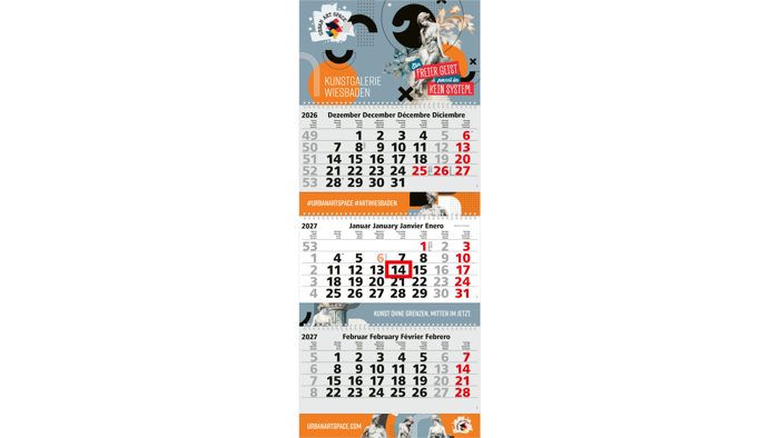 3-Monatskalender Mehrblock Maxi Wire-O 3 Wire-O-Bindung Ansicht 2