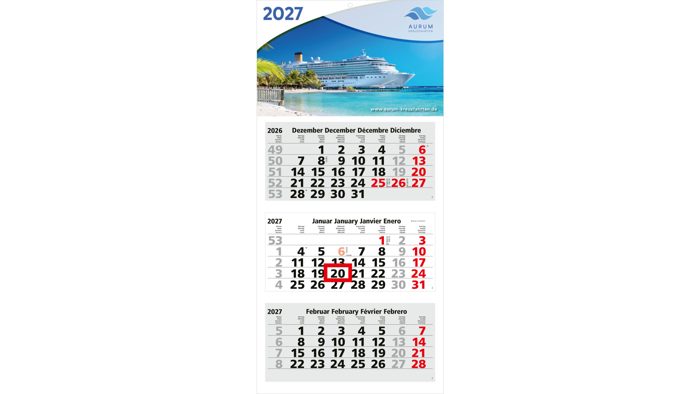 3-Monatskalender Mehrblock Medium Light 3 Werbung am Kopf Ansicht 2