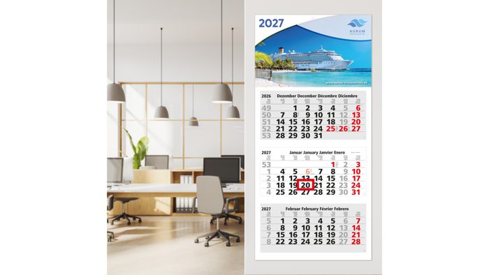 3-Monatskalender Mehrblock Medium Light 3 Werbung am Kopf Ansicht 3