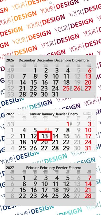 3-Monatskalender Mehrblock Profil 3 RECYCLING Schrift modern
