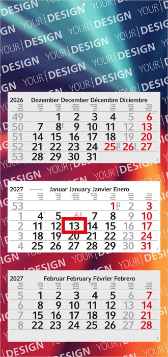 3-Monatskalender Mehrblock Profil 3 Schrift modern