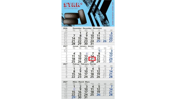 4-Monatskalender Einblatt Budget 4 Schrift modern Ansicht 2