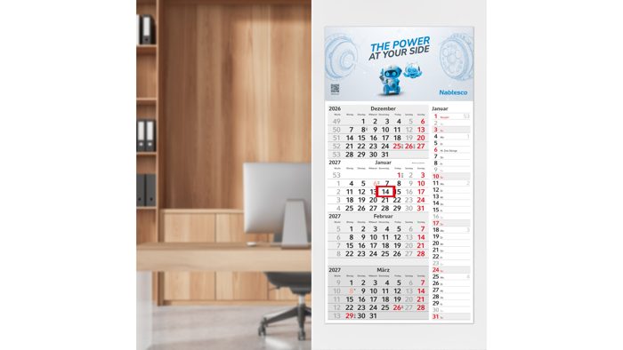 4-Monatskalender Einblatt Konzept 4 Post mit Streifenkalendarium Ansicht 3