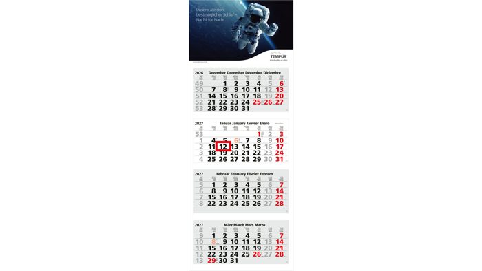 4-Monatskalender Mehrblock Forum Light 4 Werbung am Kopf Ansicht 2