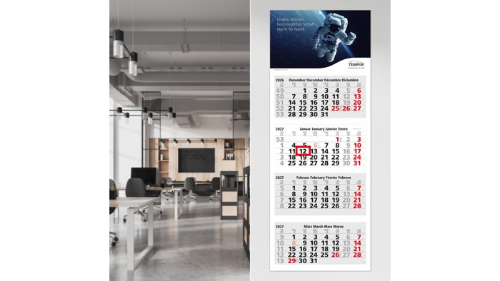 4-Monatskalender Mehrblock Forum Light 4 Werbung am Kopf Ansicht 3
