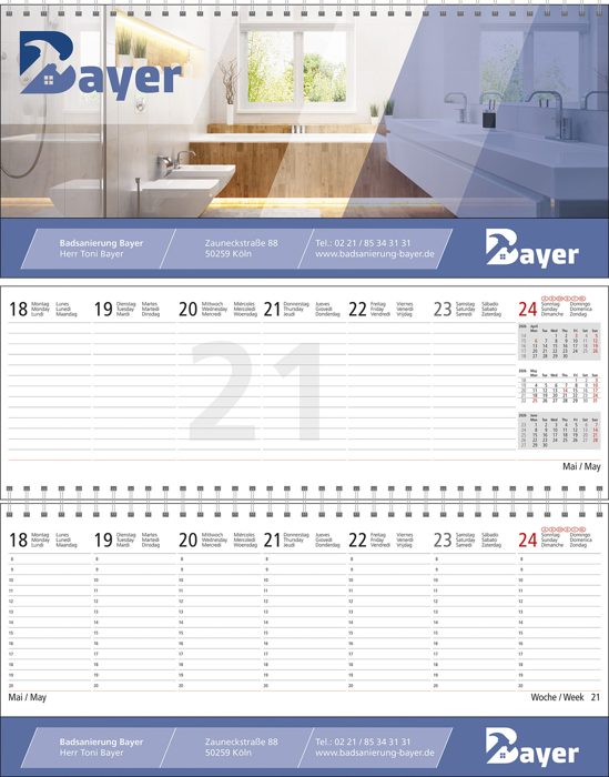 Quer-Terminplaner "Business-Exclusiv 2", 6-sprachig