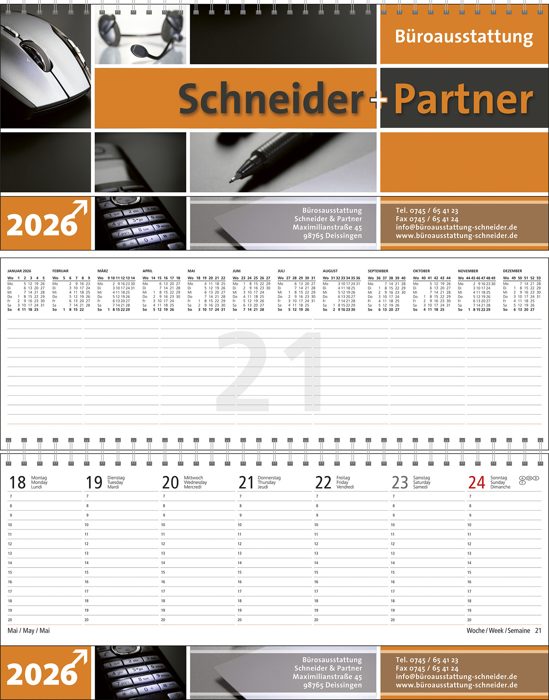 Quer-Terminplaner "Business-Premium", 3-sprachig