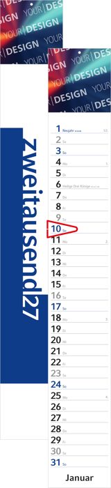Streifenkalender Combi groß mit Datumsklammer