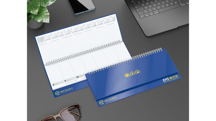 Tisch-Querkalender Boss 1 Woche = 2 Seiten mit Jahresübersicht Ansicht 3