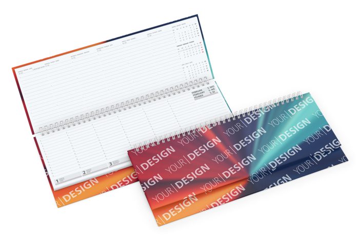 Tisch-Querkalender Ideal 1 Woche = 2 Seiten 8–21 Uhr 3-sprachig