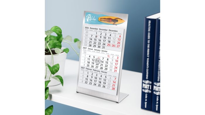 Tischkalender Desktop 3 Steel Edelstahl-Aufsteller gebürstet Ansicht 3