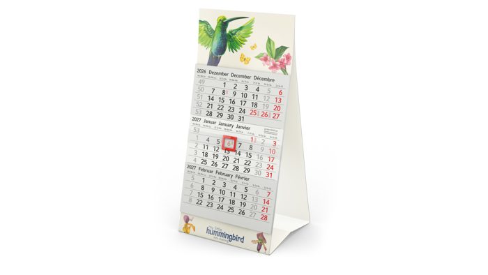 Tischkalender Mini 3 RECYCLING Karton-Dachaufsteller Ansicht 2