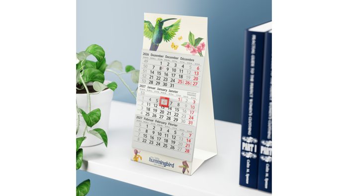 Tischkalender Mini 3 RECYCLING Karton-Dachaufsteller Ansicht 3
