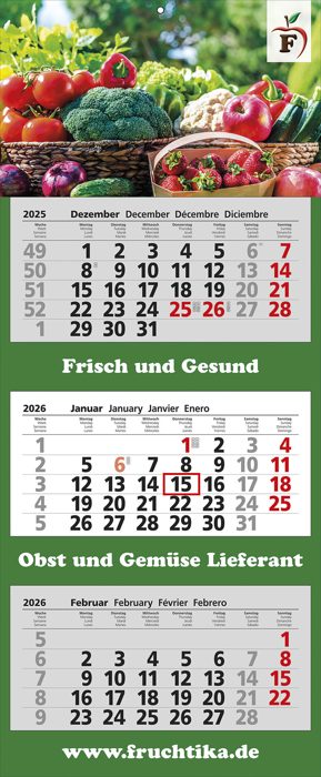 Wandkalender "Basic 3", 4-sprachig