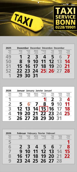 Wandkalender "Clever 3", 4-sprachig