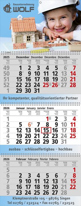 Wandkalender "Exclusiv 3", 4-sprachig